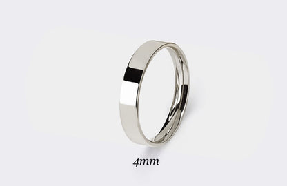 4 mm Solid Gold FLAT Polished Comfort Fit Men's & Women's Wedding Ring, Simple Plain Flat Gold Band | AT-9559