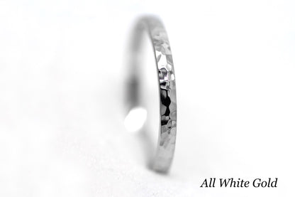2mm Hammered Solid Gold Women's Wedding Ring 10K 14K 18K | 10K 14K 18K Solid Gold Wedding Band with polished Hammered finish, which gives this ring a classic and elegant look with extra spark.