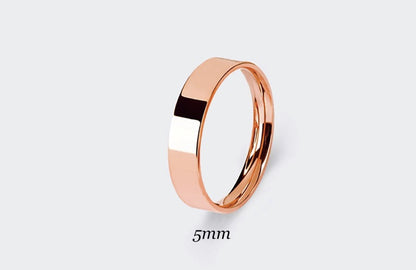 5 mm Solid Gold FLAT Polished Comfort Fit Men's & Women's Wedding Ring, Simple Plain Flat Gold Band | AT-9559
