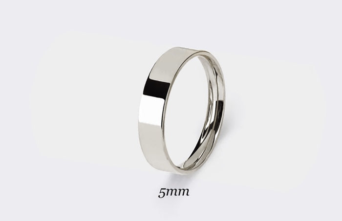 5 mm Solid Gold FLAT Polished Comfort Fit Men's & Women's Wedding Ring, Simple Plain Flat Gold Band | AT-9559