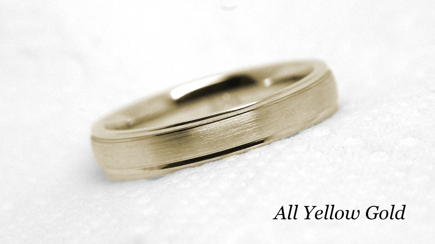 4MM GOLD CLASSIC BRUSHED LOW DOME WEDDING BAND FOR WOMEN AND MEN | T-6010