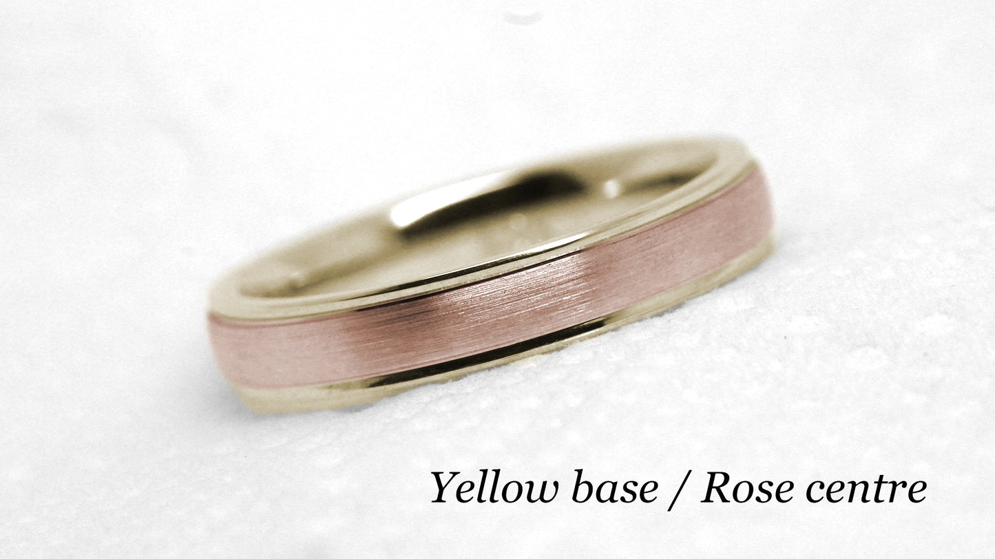 4MM GOLD CLASSIC BRUSHED LOW DOME WEDDING BAND FOR WOMEN AND MEN | T-6010