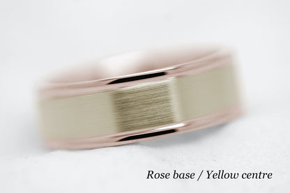6mm Gold Classic Brushed Flat Wedding Band for Men | AT-6010