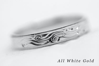 5mm Gold Wedding Band with Swirls Design for Men and Women | AT-6242