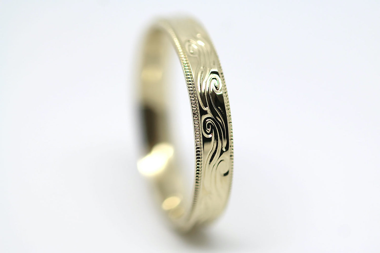 5mm Gold Wedding Band with Swirls Design for Men and Women | AT-6242