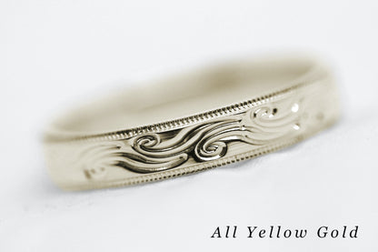 5mm Gold Wedding Band with Swirls Design for Men and Women | AT-6242
