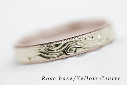 6mm Gold Wedding Band with Swirls Design for Men and Women | AT-6242