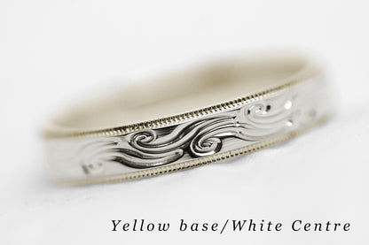 6mm Gold Wedding Band with Swirls Design for Men and Women | AT-6242