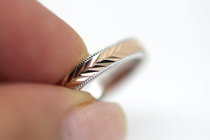 4mm Solid Gold Gold Wedding Band with Wheat design Wedding Band for Women and Men | AT-6262