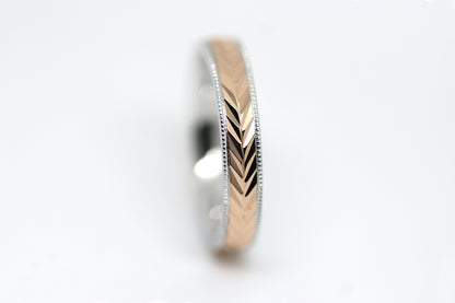 4mm Solid Gold Gold Wedding Band with Wheat design Wedding Band for Women and Men | AT-6262