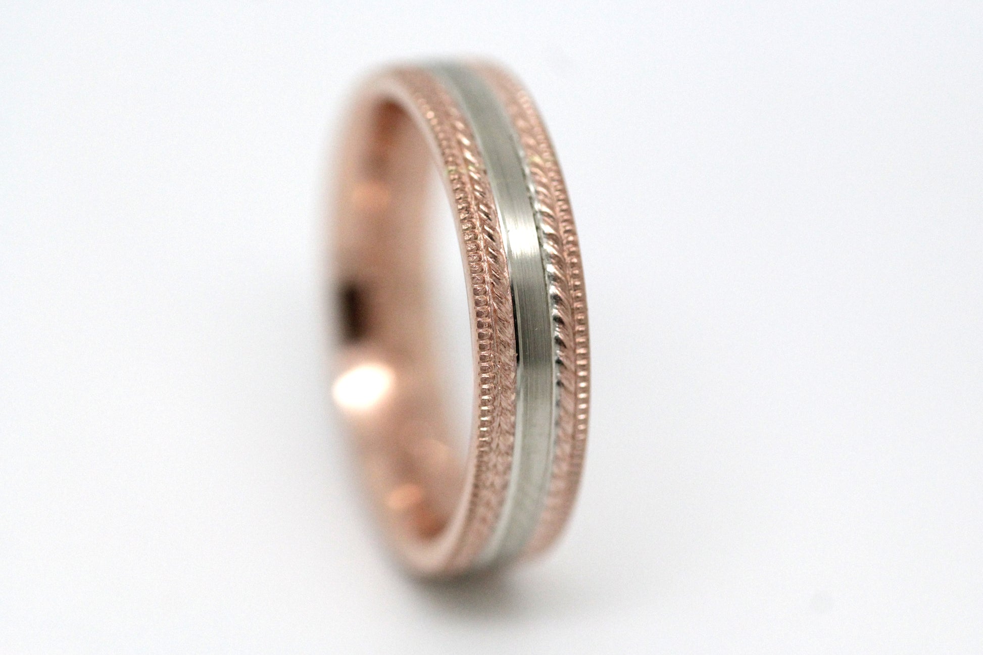 rose and white gold wedding band