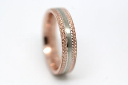 rose and white gold wedding band