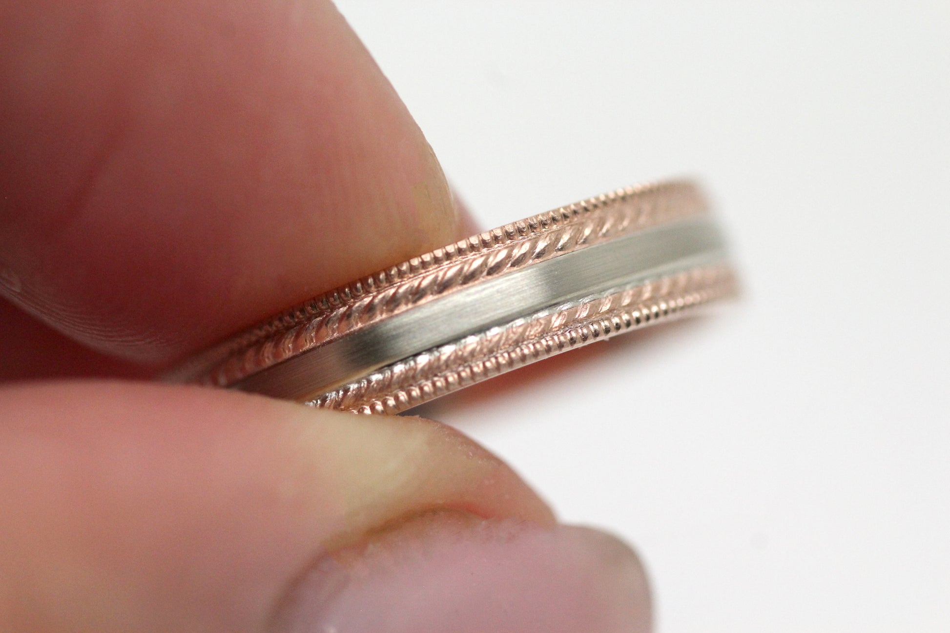 two tone solid gold wedding band for men
