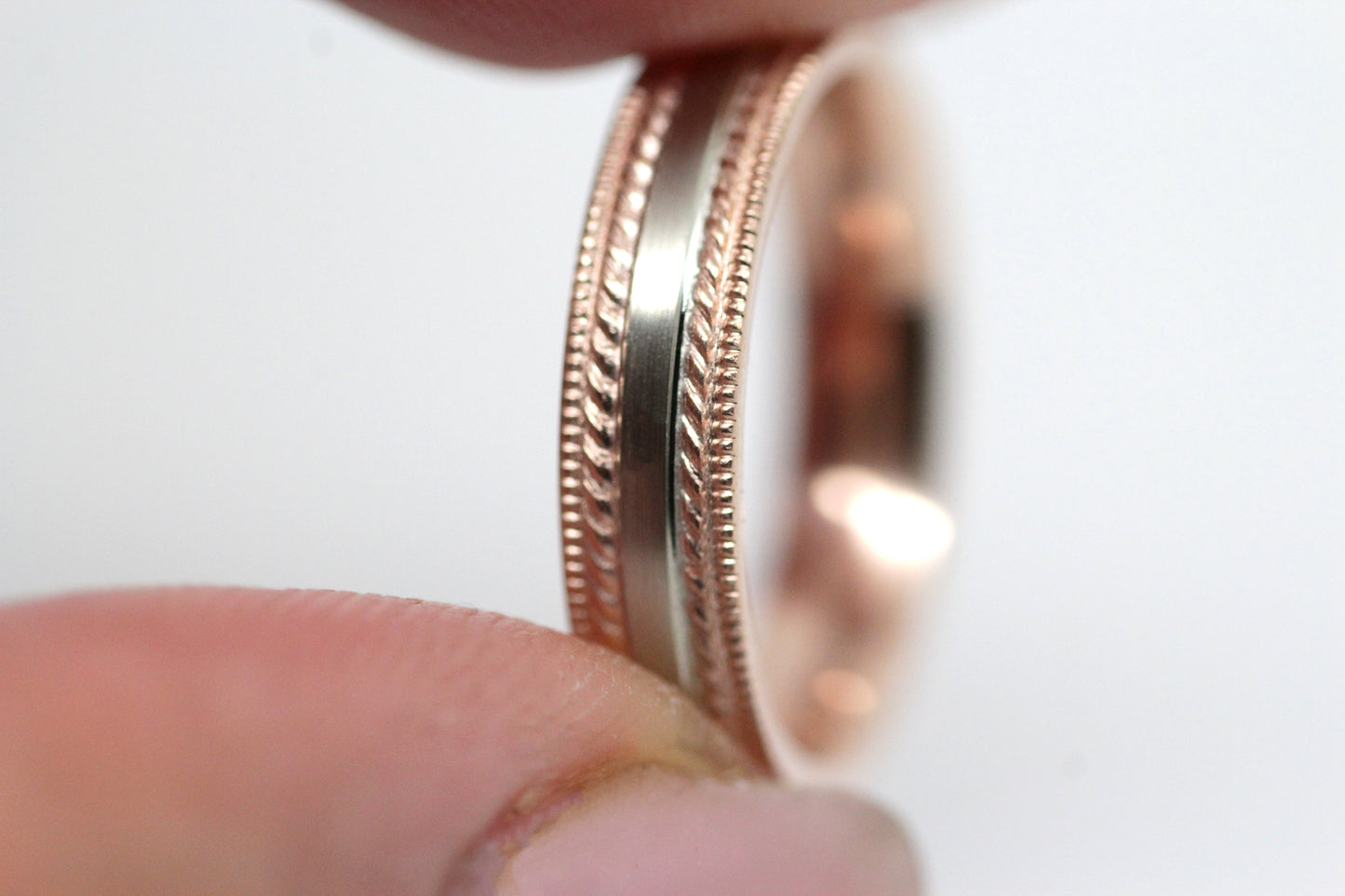 4mm Gold Brushed Wedding Band for Men and Women with Double Milgrain | AT-6537