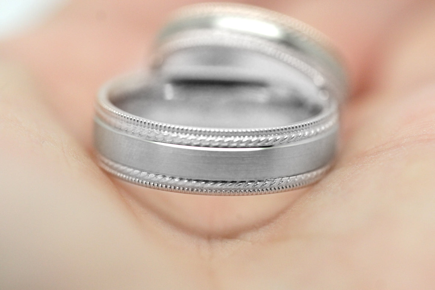 4mm 925 Silver Brushed Wedding Band for Men and Women with Double Milgrain | AT-6537