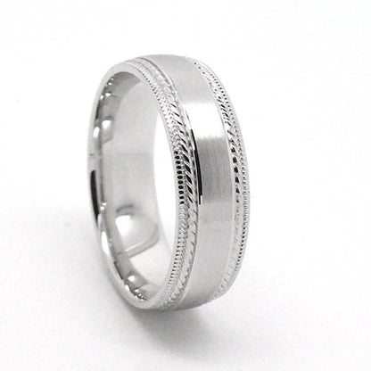 6mm Gold Brushed Wedding Band for Men and Women with Double Milgrain | 6537