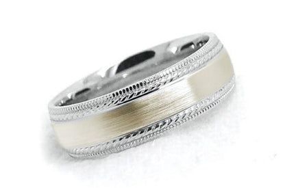 6mm Gold Brushed Wedding Band for Men and Women with Double Milgrain | 6537