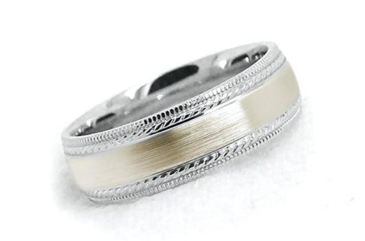 6mm Gold Brushed Wedding Band for Men and Women with Double Milgrain | 6537