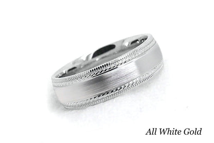 6mm Gold Brushed Wedding Band for Men and Women with Double Milgrain | 6537
