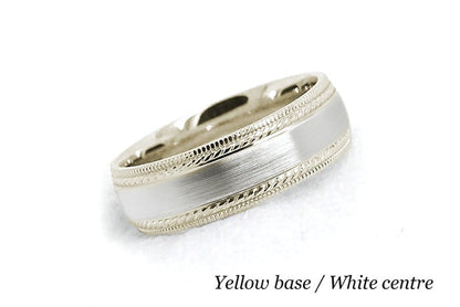 6mm Gold Brushed Wedding Band for Men and Women with Double Milgrain | 6537