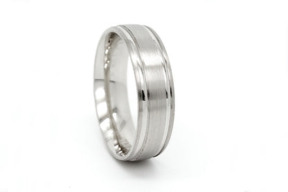 6mm 925 Silver Classic Brushed Satin Wedding Band for Men and Women Polished Lines | 6547
