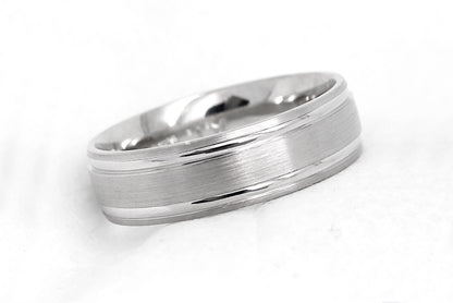 6mm 925 Silver Classic Brushed Satin Wedding Band for Men and Women Polished Lines | 6547