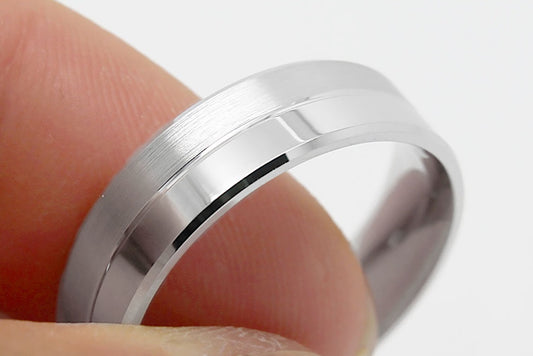 6mm 925 Silver Beveled Brushed and Polished Wedding Band for Men and Women | 6555