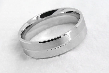 6mm 925 Silver Beveled Brushed and Polished Wedding Band for Men and Women | 6555