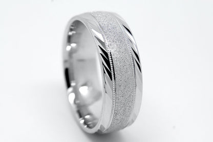 sparkly 88m silver wedding band for men and women
