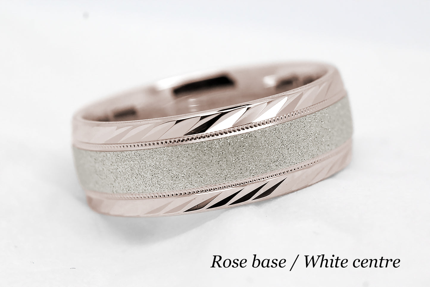 8mm Gold Wedding Band for Men and Women with Filigree Edge | T-6673