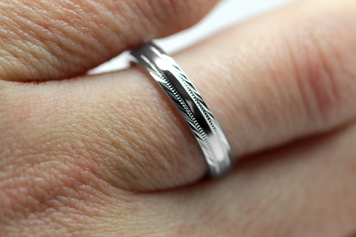 3mm 925 Sterling Silver Wedding Band for Women and Men with Filigree Edge  | T-6673P