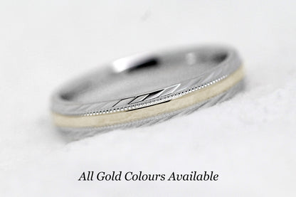 3mm Gold Wedding Band for Men and Women with Filigree Edge | T-6673P