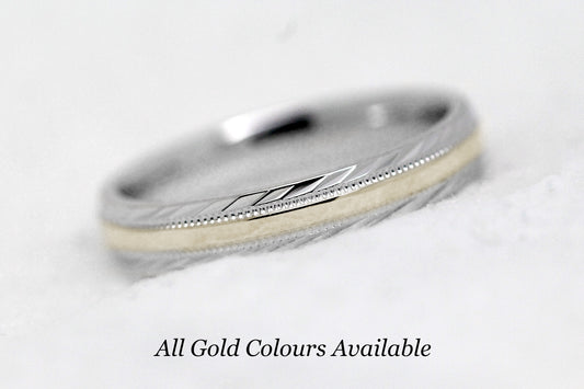 3mm Gold Wedding Band for Men and Women with Filigree Edge | T-6673P