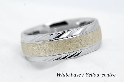8mm Gold Wedding Band for Men and Women with Filigree Edge | T-6673