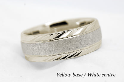 8mm Gold Wedding Band for Men and Women with Filigree Edge | T-6673