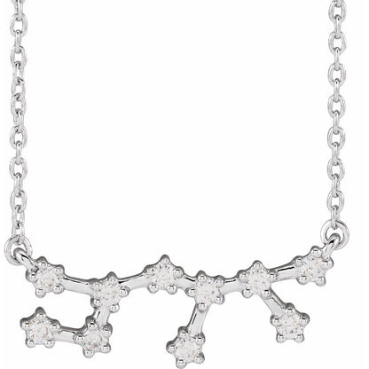 14K White Gold Sagittarius Constellation Zodiac Necklace with 10 Natural Diamonds