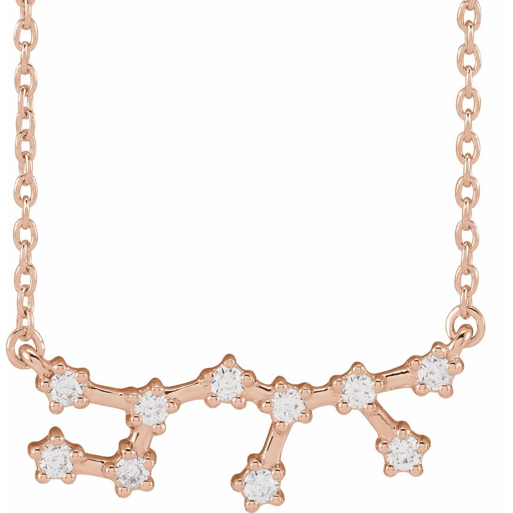 14K Rose Gold Sagittarius Constellation Zodiac Necklace with 10 Natural Diamonds