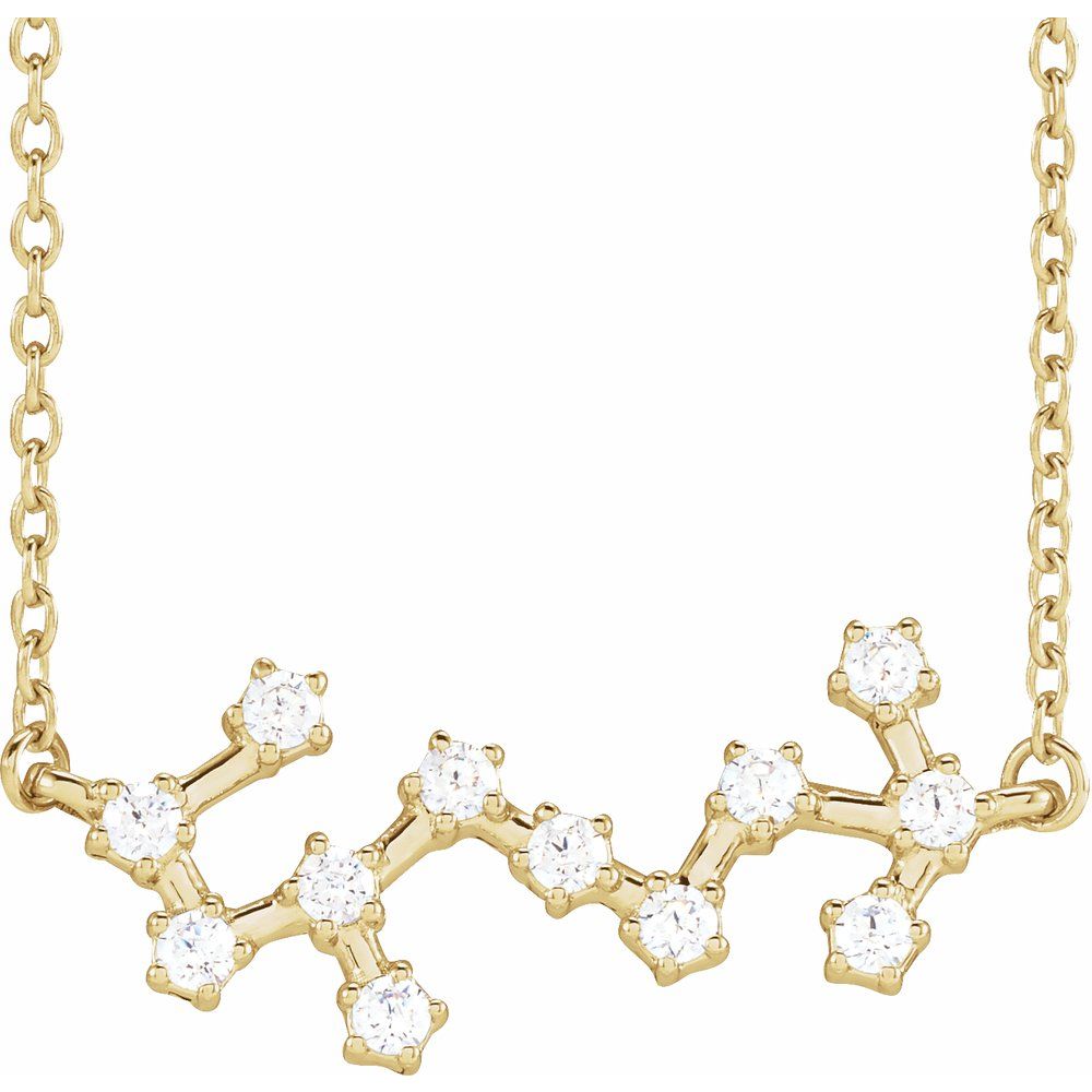14K Yellow Gold Scorpio Constellation Zodiac Necklace with 12 Natural Diamonds