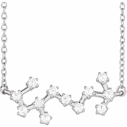 14K White Gold Scorpio Constellation Zodiac Necklace with 12 Natural Diamonds