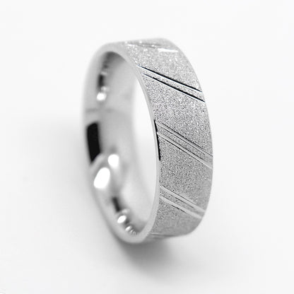 6mm Gold Wedding Band for Men and Women Diamond Dust Diagonal Design | AT-0003
