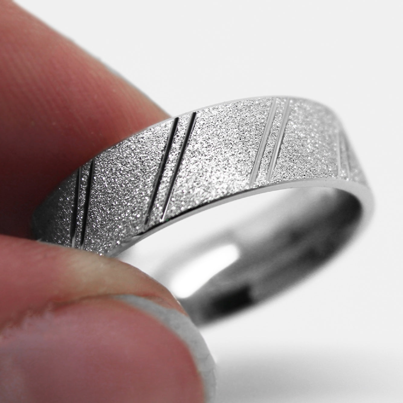 6mm Gold Wedding Band for Men and Women Diamond Dust Diagonal Design | AT-0003