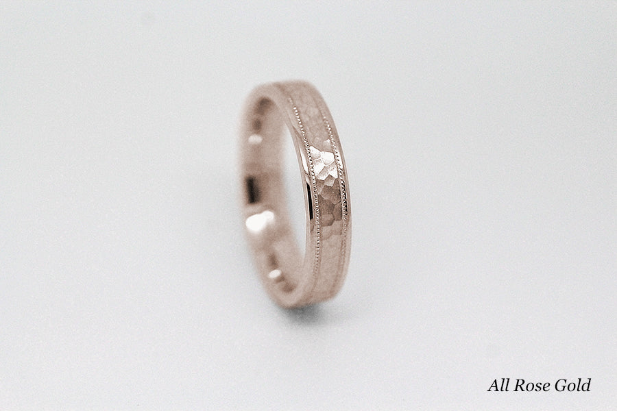4mm Gold Hammered Wedding Band for Men and Women | AT-8008