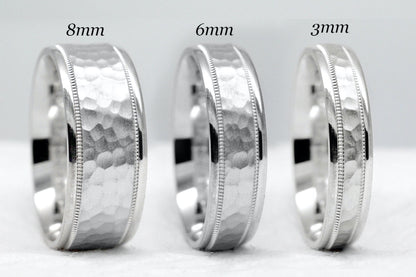 8mm Hammered Gold Wedding Band for Men and Women | AT-8008