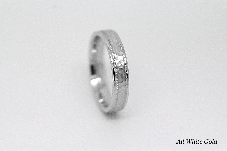 4mm Gold Hammered Wedding Band for Men and Women | AT-8008