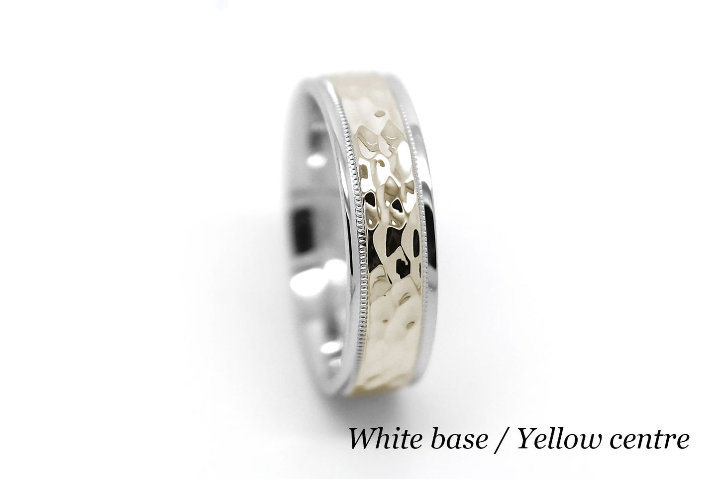 polished hammered wedding ring for men