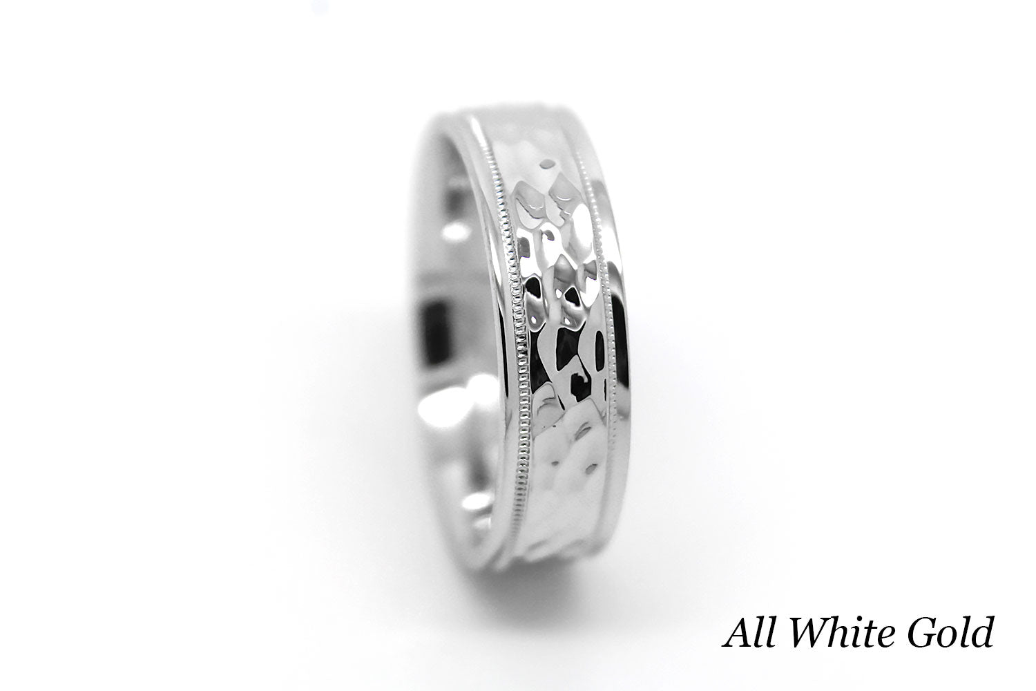 white gold hammered ring