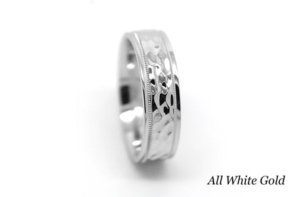 white gold hammered ring