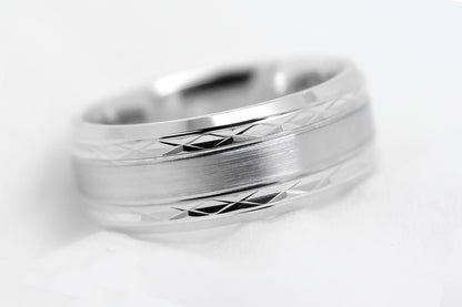 8mm 925 Silver Wedding Band for Men and Women Flat Beveled | T-8363