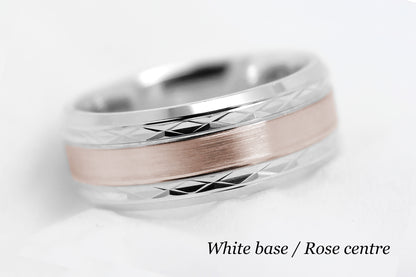8mm Solid Gold Wedding Band for Men and Women Flat Beveled | T-8363