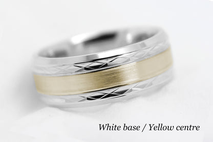8mm Solid Gold Wedding Band for Men and Women Flat Beveled | T-8363